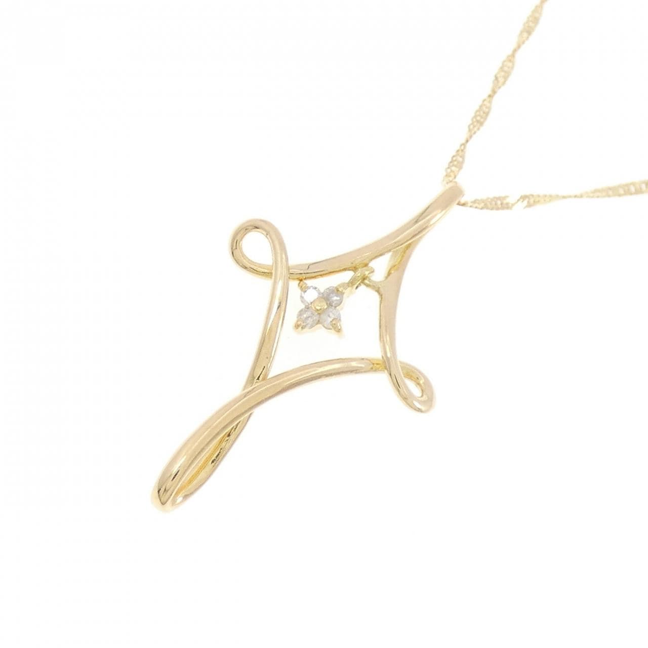 K18YG/750YG ダイヤモンド ネックレス 0.03CT