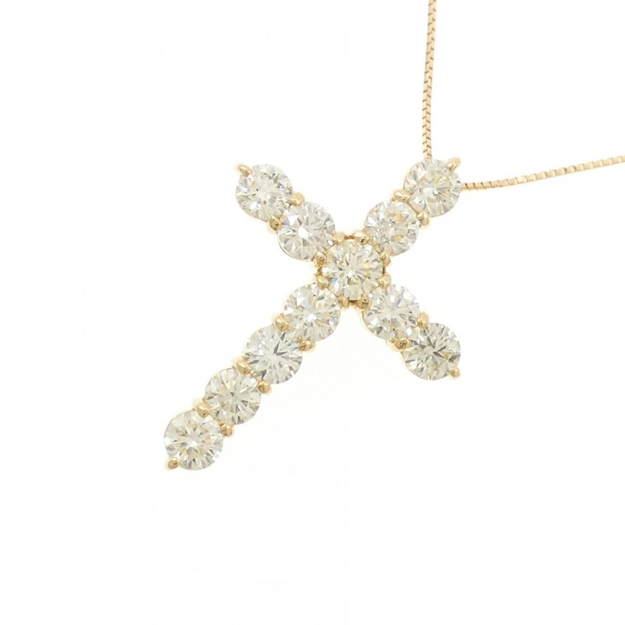 K18YG Cross Diamond Necklace 3.503CT