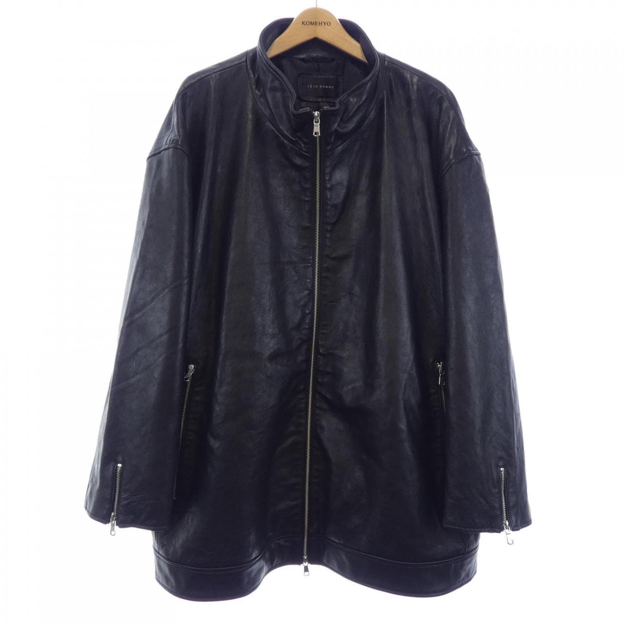 テットオム TETE HOMME レザーライダースジャケット
