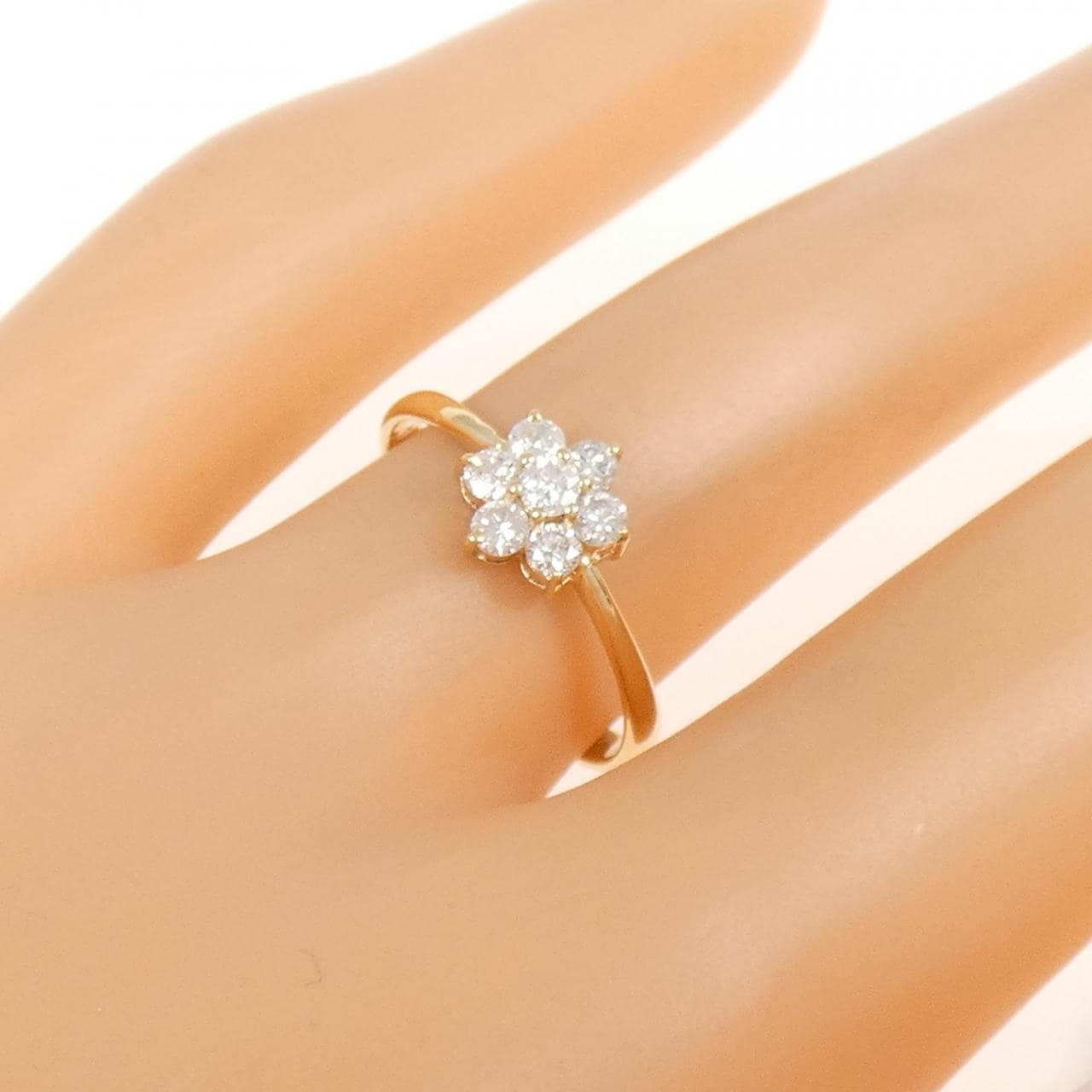 K18YG flower Diamond ring 0.30CT