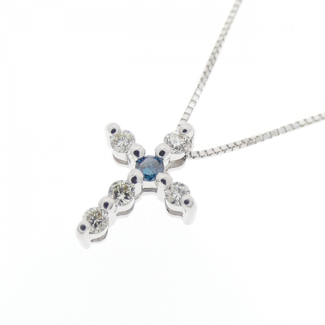 K18WG クロス ダイヤモンド ネックレス 0.10CT
