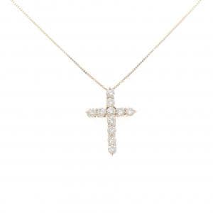 K18PG クロス ダイヤモンド ネックレス 1.00CT