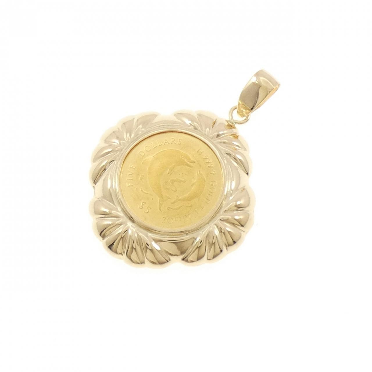 K18YG(枠) コイン ペンダント