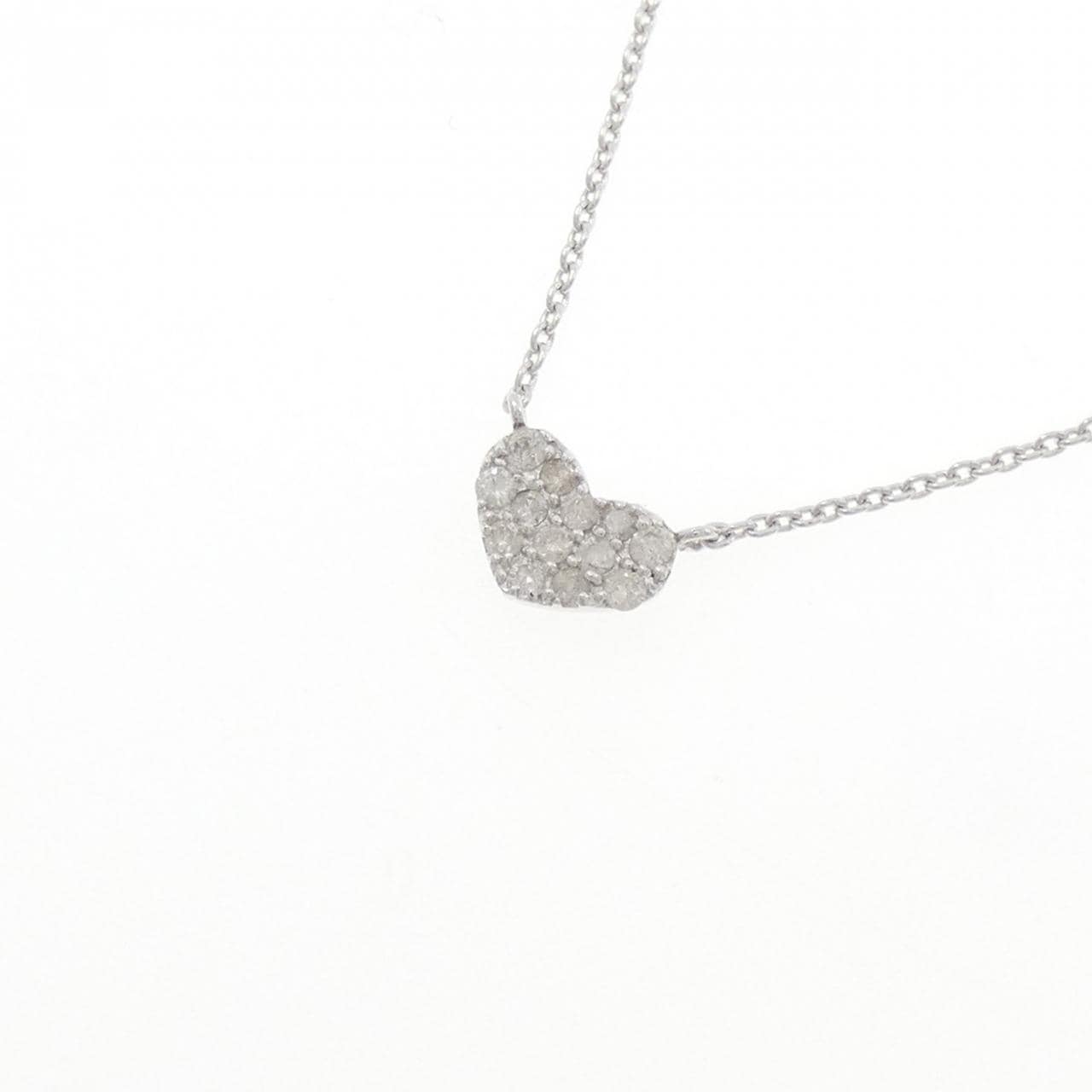 K10WG/K18WG パヴェ ハート ダイヤモンド ネックレス 0.15CT