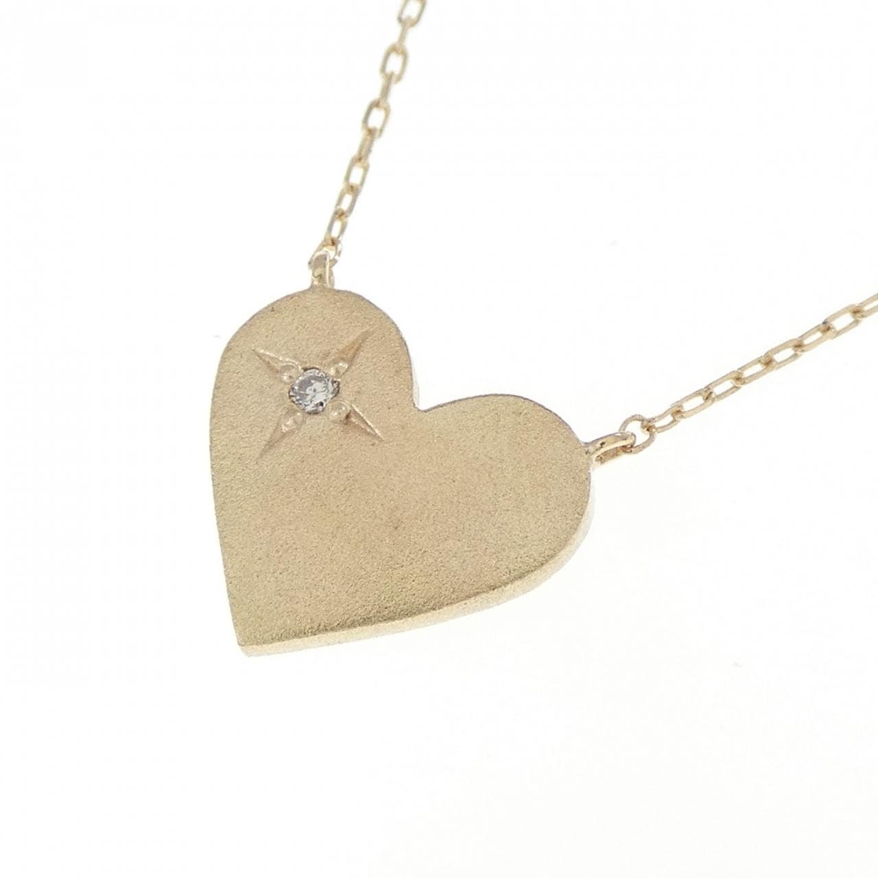 K10YG ハート ダイヤモンド ネックレス
