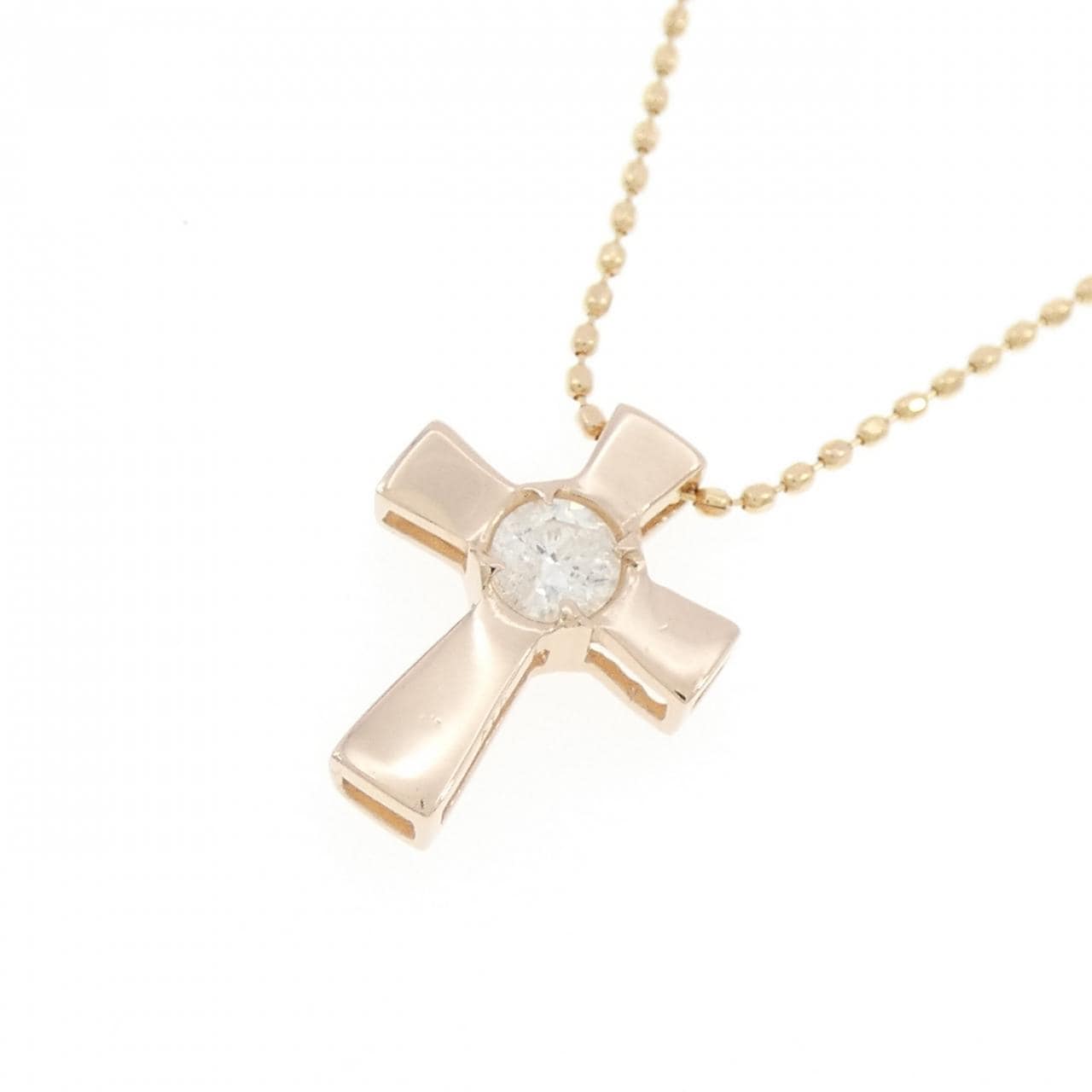K18PG/K18YG クロス ダイヤモンド ネックレス 0.15CT
