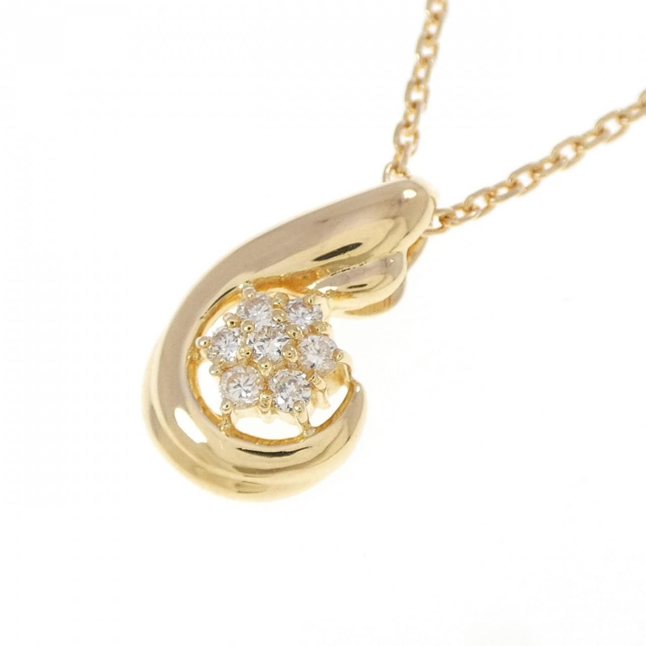 K18YG フラワー ダイヤモンド ネックレス 0.15CT
