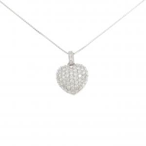 K18WG ハート パヴェ ダイヤモンド ネックレス 1.03CT