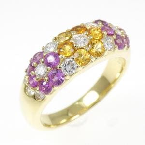 K18YG フラワー サファイヤ リング 1.37CT