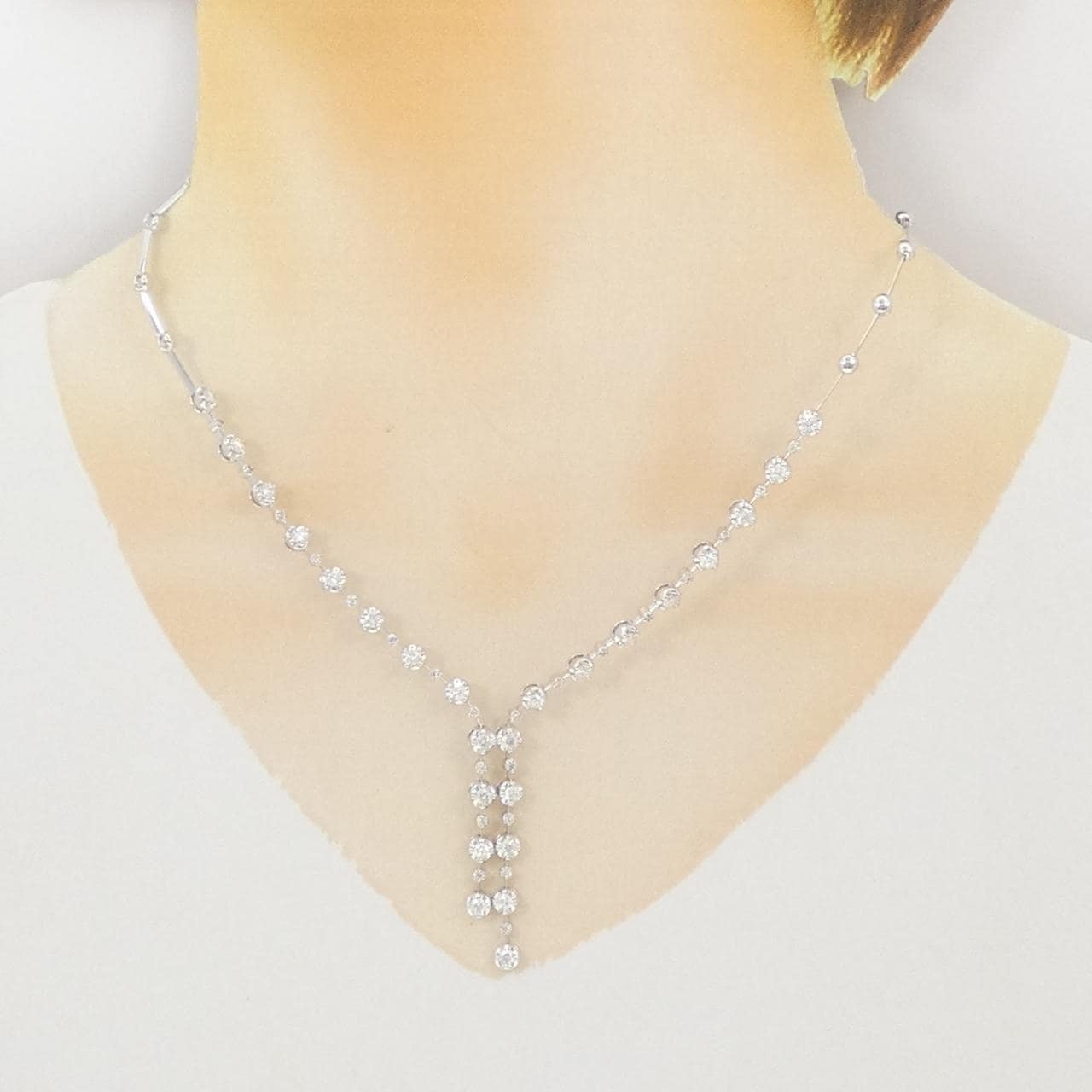 K18WG ダイヤモンド ネックレス 2.00CT