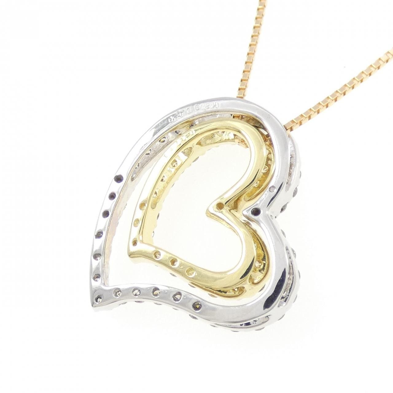 K18YG/K18WG ハート ダイヤモンド ネックレス 0.50CT