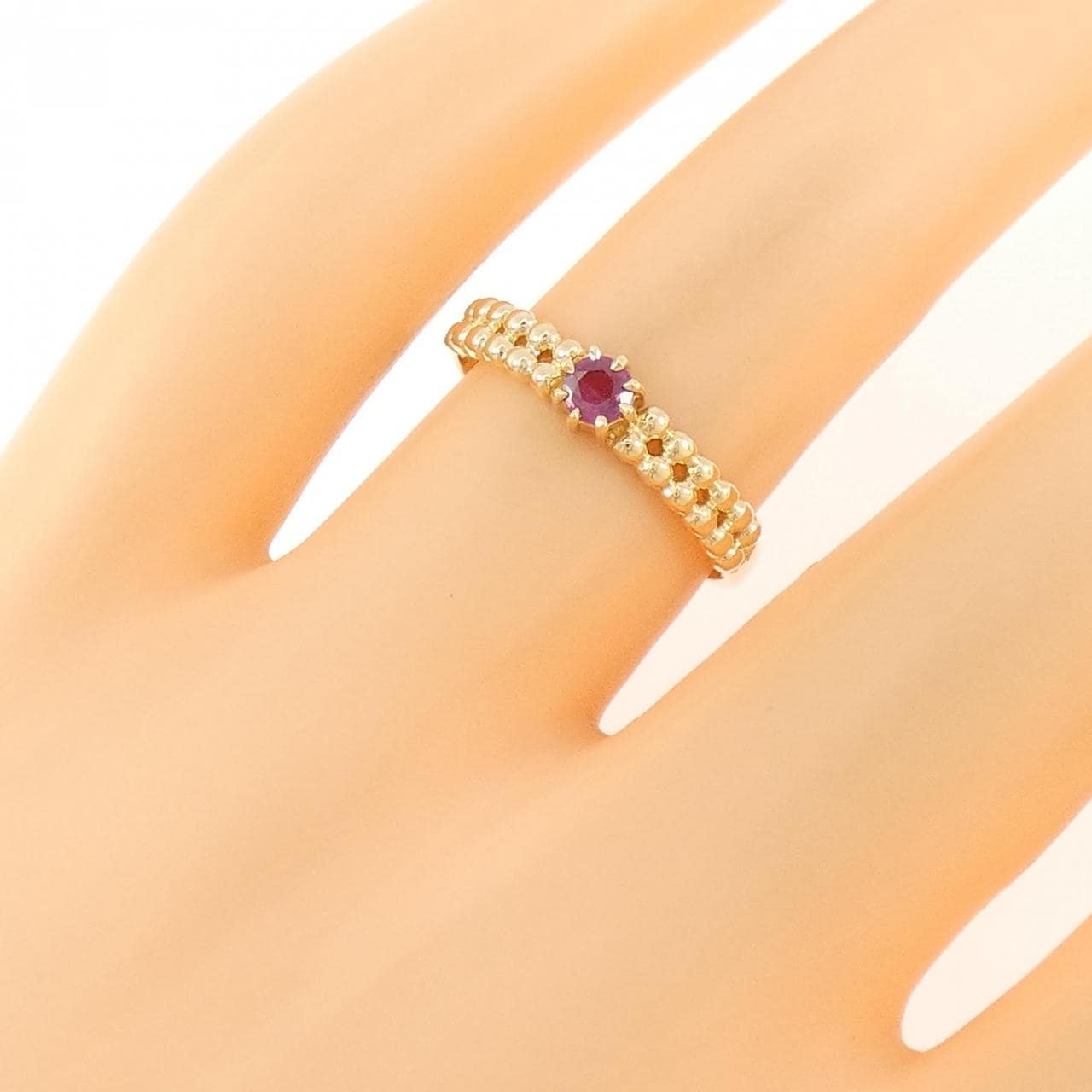 K18YG ルビー リング 0.13CT
