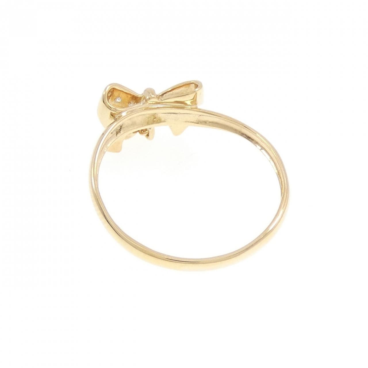K18YG リボン×ハート ダイヤモンド リング 0.03CT