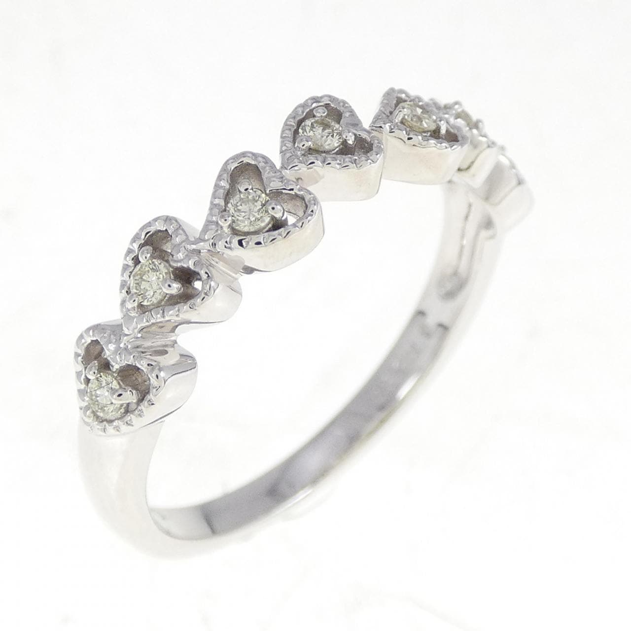 K18WG ハート ダイヤモンド リング 0.10CT