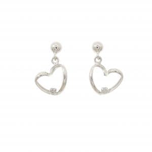 K14WG ハート ダイヤモンド ピアス 0.02CT