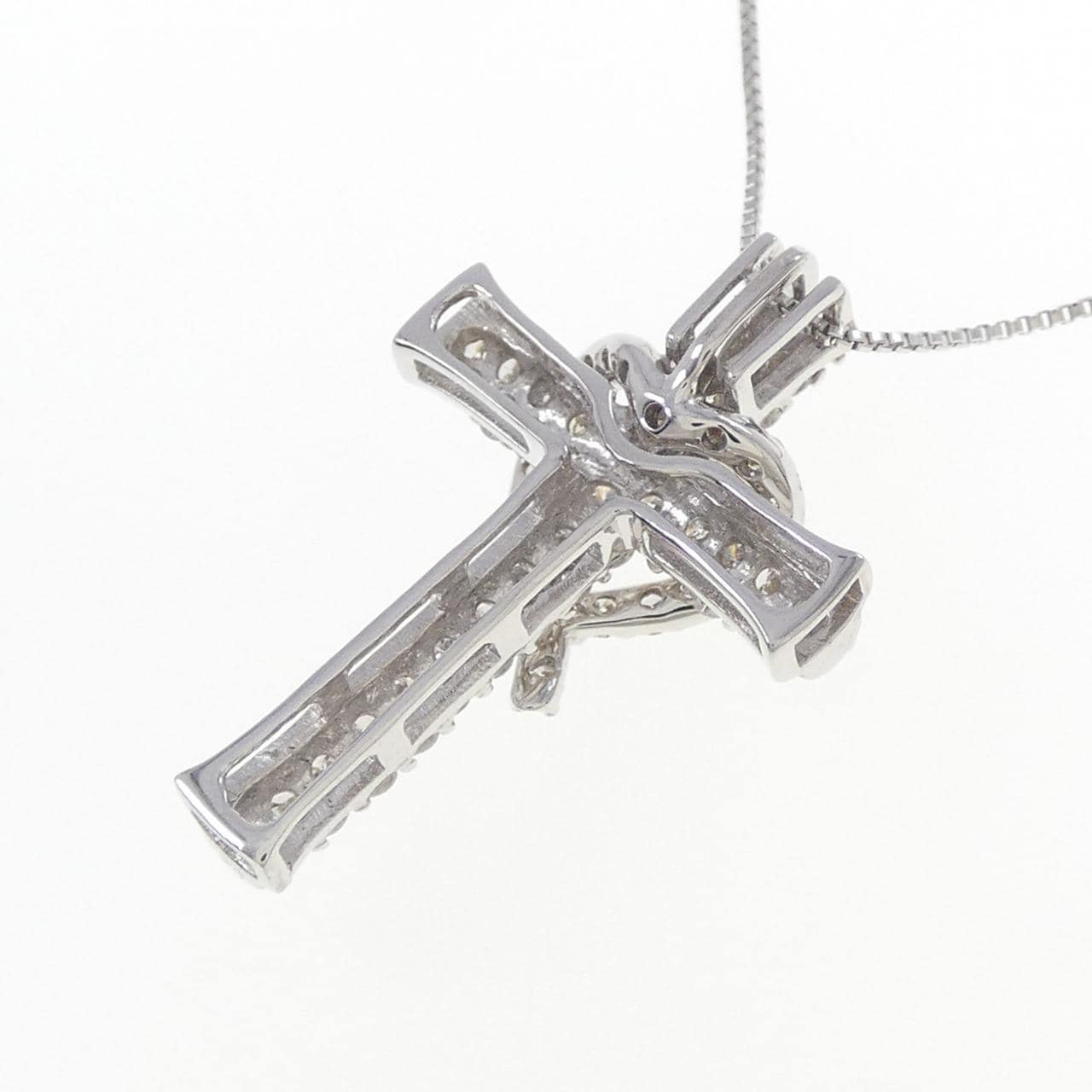 K18WG クロス ダイヤモンド ネックレス 0.64CT