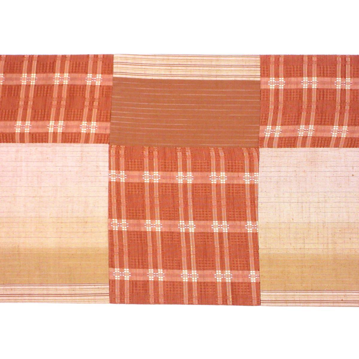 袋帯　紬織　切嵌　全通柄