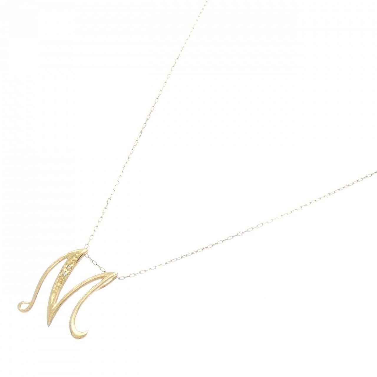 K18YG イニシャルM ダイヤモンド ネックレス 0.01CT