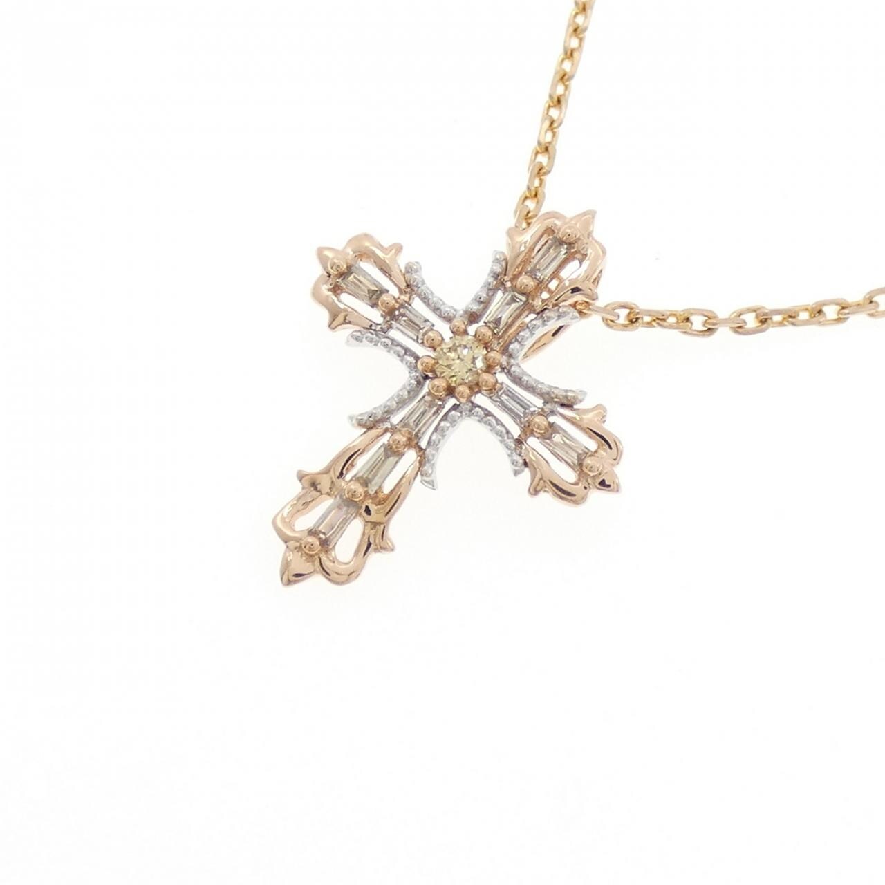 ジーエスティービー クロス ダイヤモンド ネックレス 0.13CT