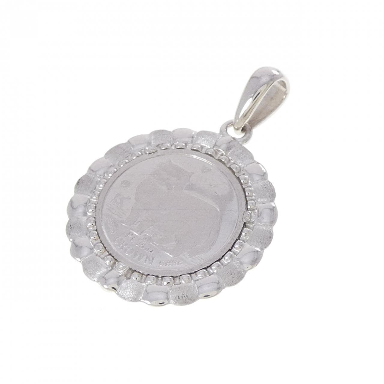 PT900(枠） ダイヤモンド コイン ペンダント 0.01CT