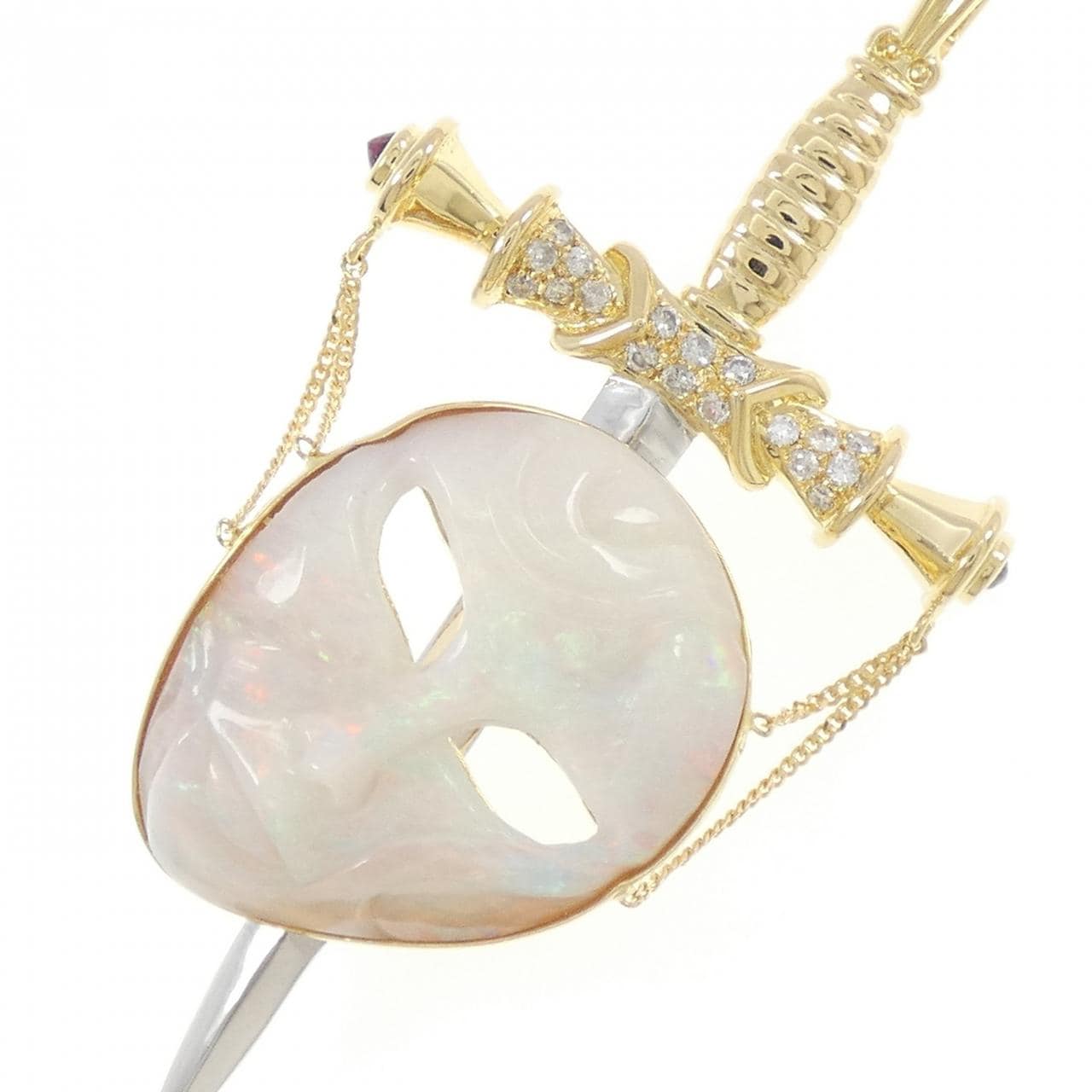 K18YG/K18WG オパール ブローチ