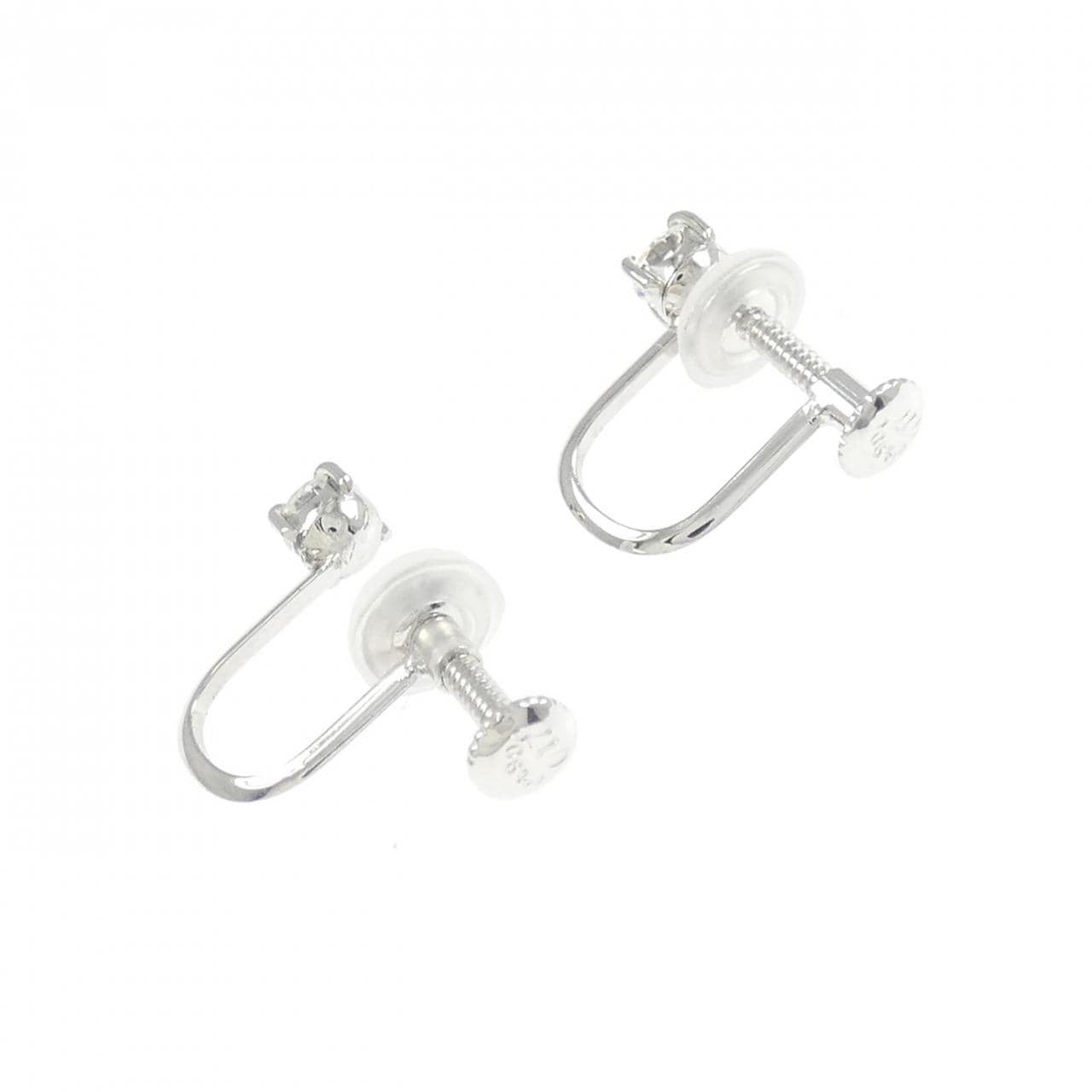 PT900 ソリティア ダイヤモンド イヤリング 0.34CT