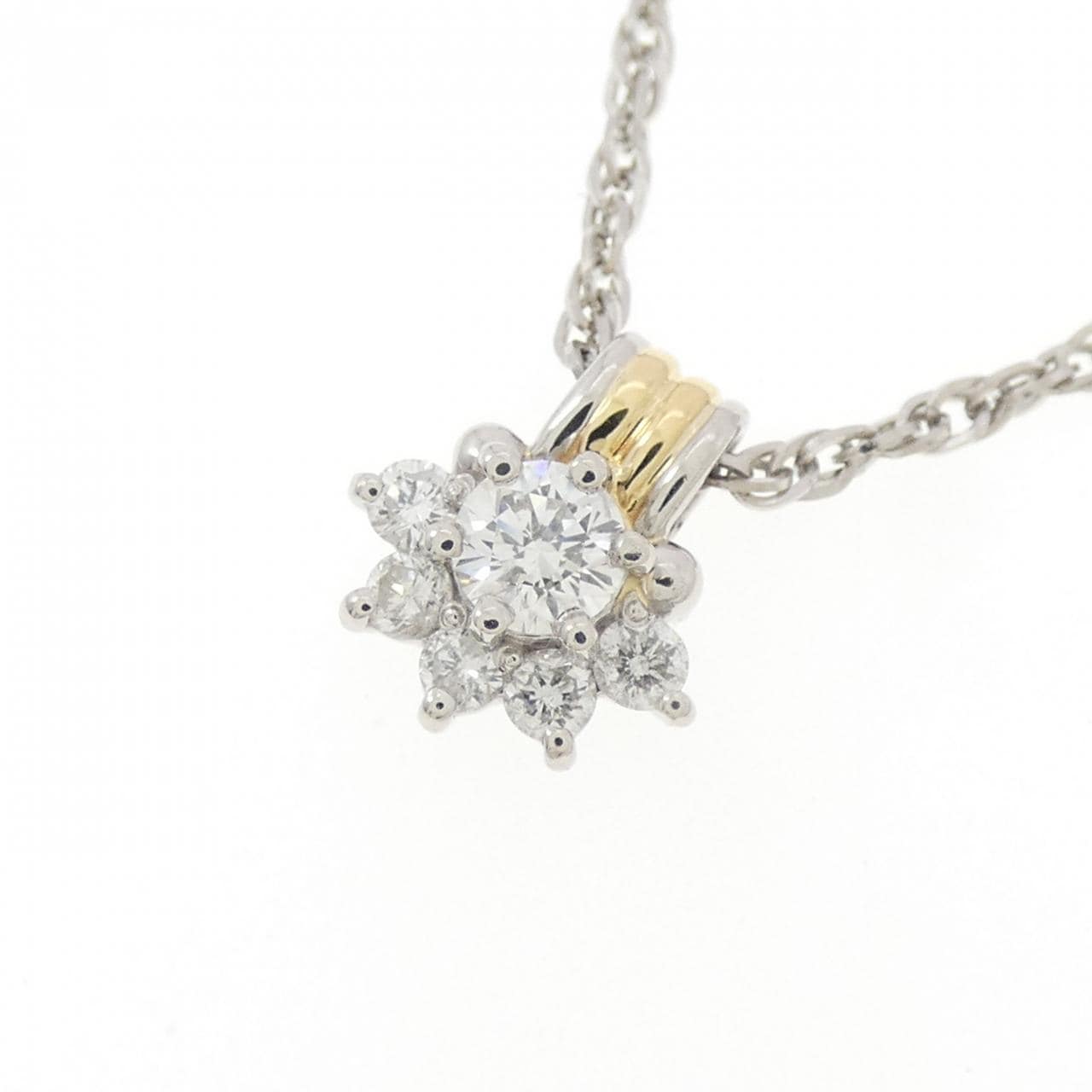 PT900/K18YG/PT850 ダイヤモンド ネックレス 0.15CT