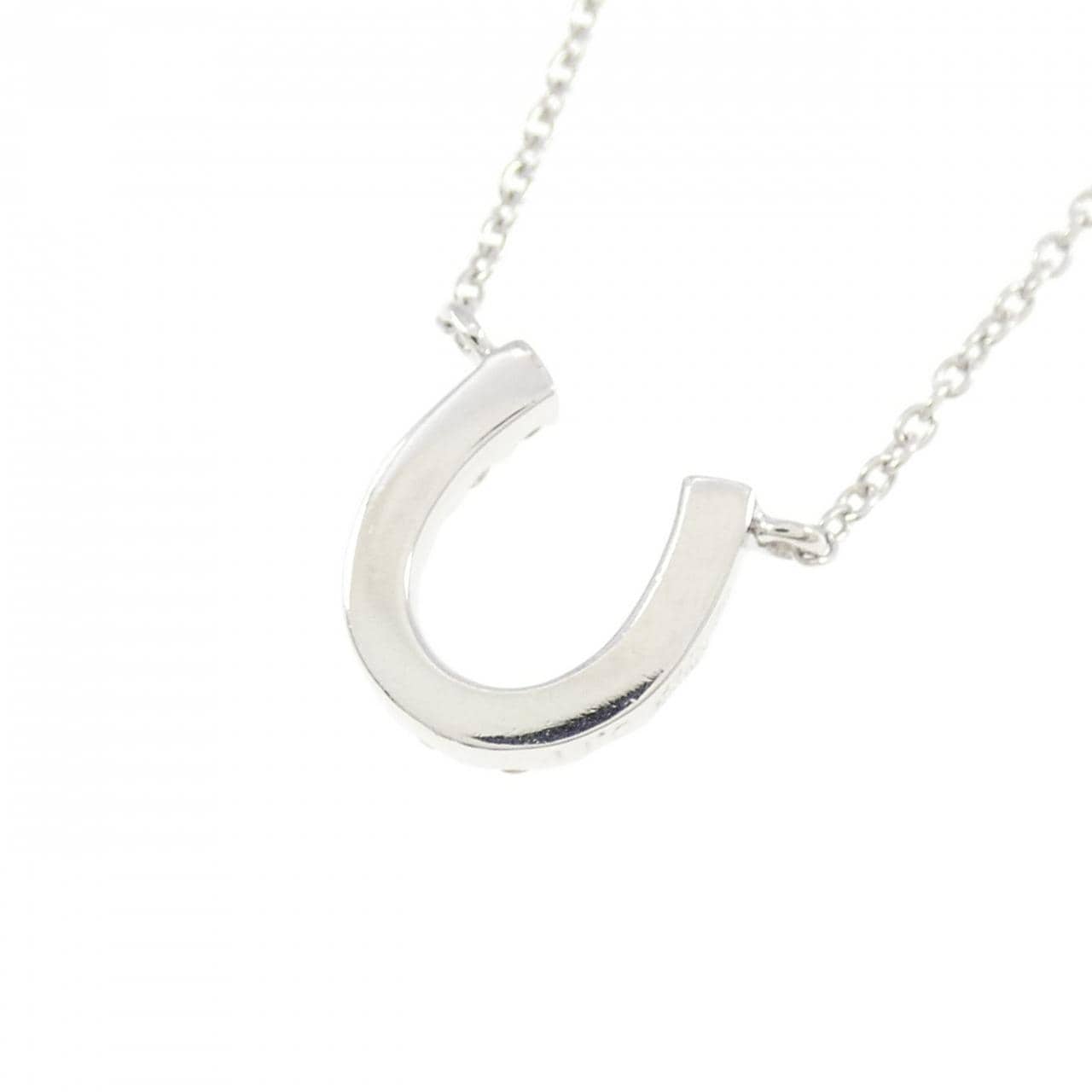 K18WG ホースシュー ダイヤモンド ネックレス 0.11CT
