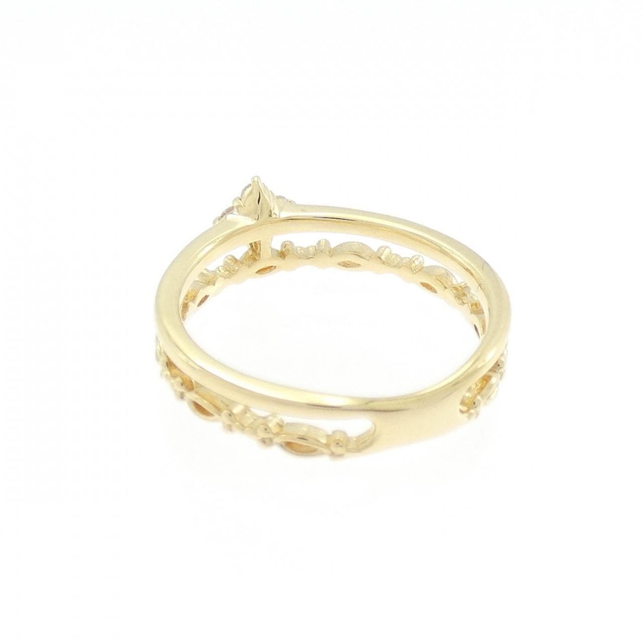 K18YG フラワー ダイヤモンド ピンキーリング 0.05CT