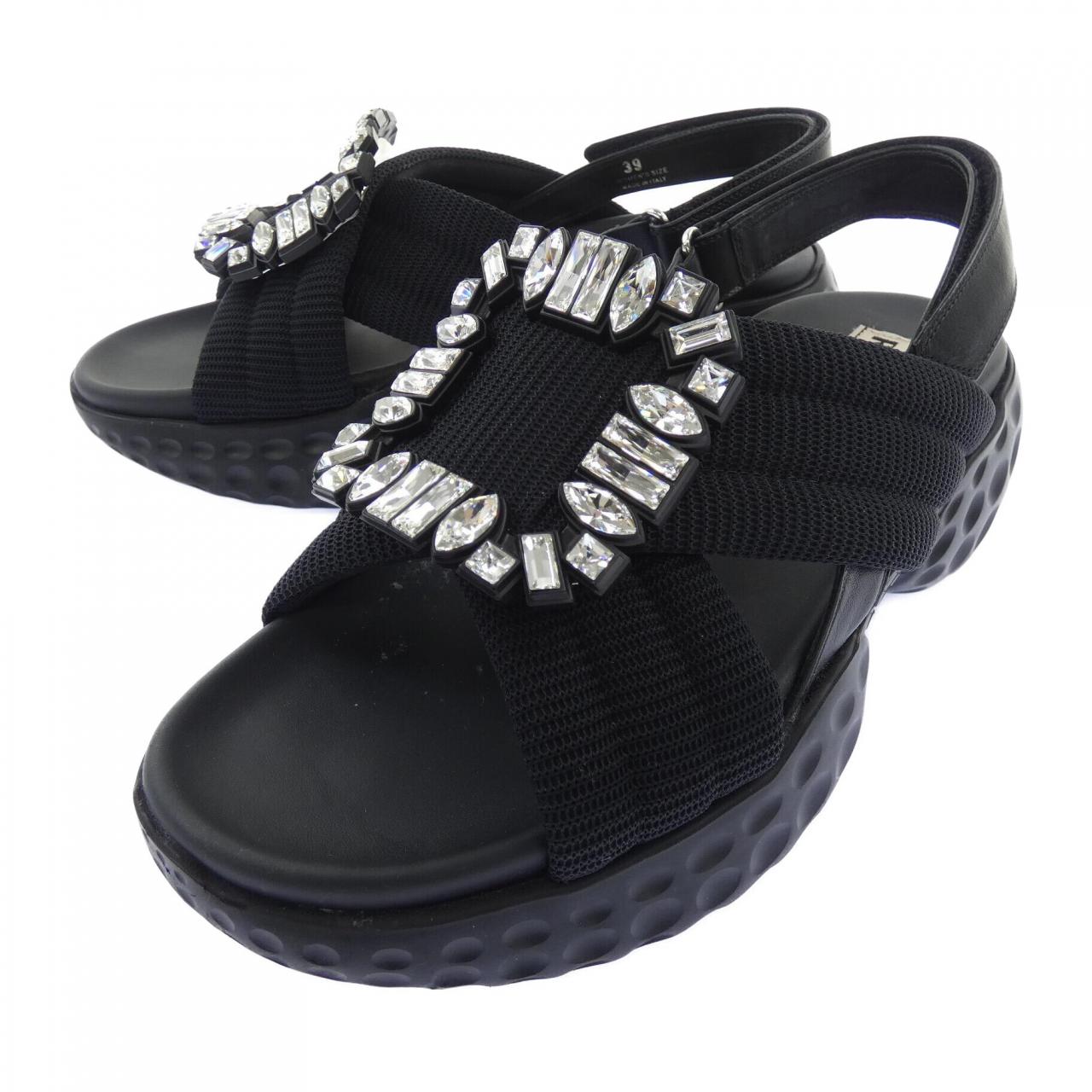 ロジェヴィヴィエ ROGER VIVIER ヴィヴランライトストラスバックル サンダル