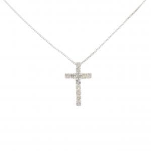 K10WG クロス ダイヤモンド ネックレス 0.20CT