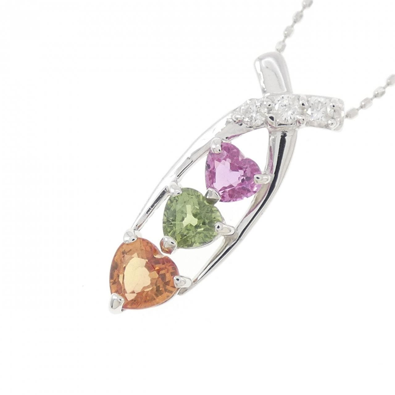 K18WG ハート サファイヤ ネックレス 1.28CT