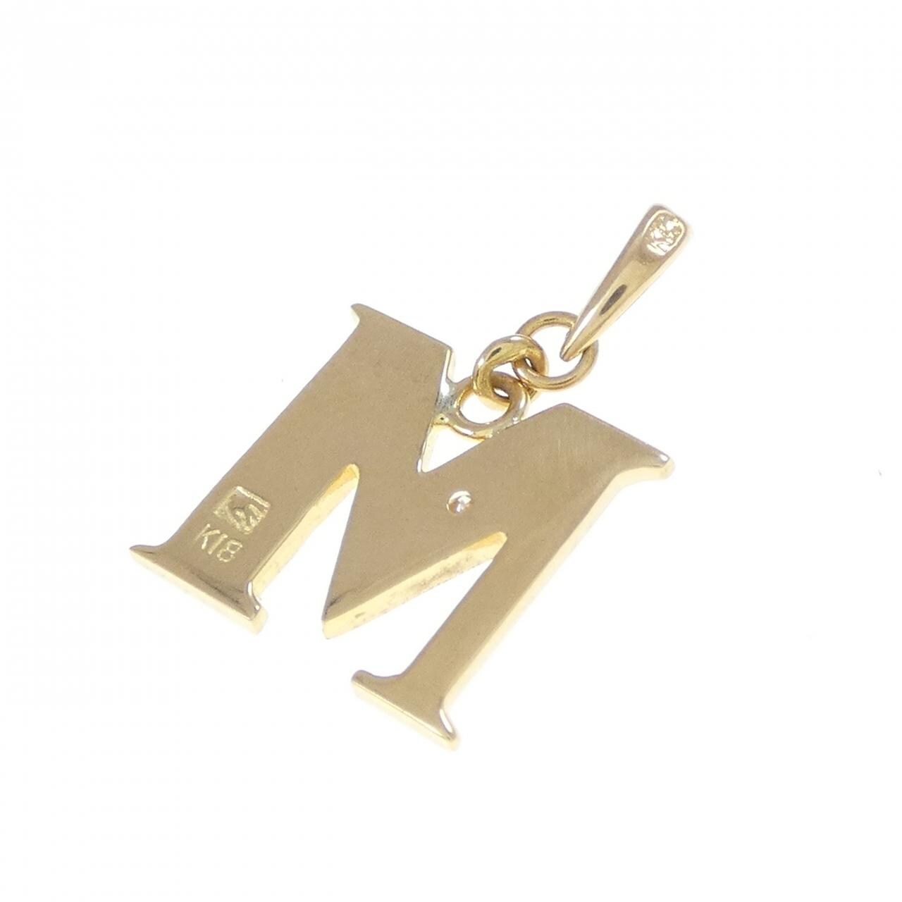 K18YG 首字母 M钻石吊坠