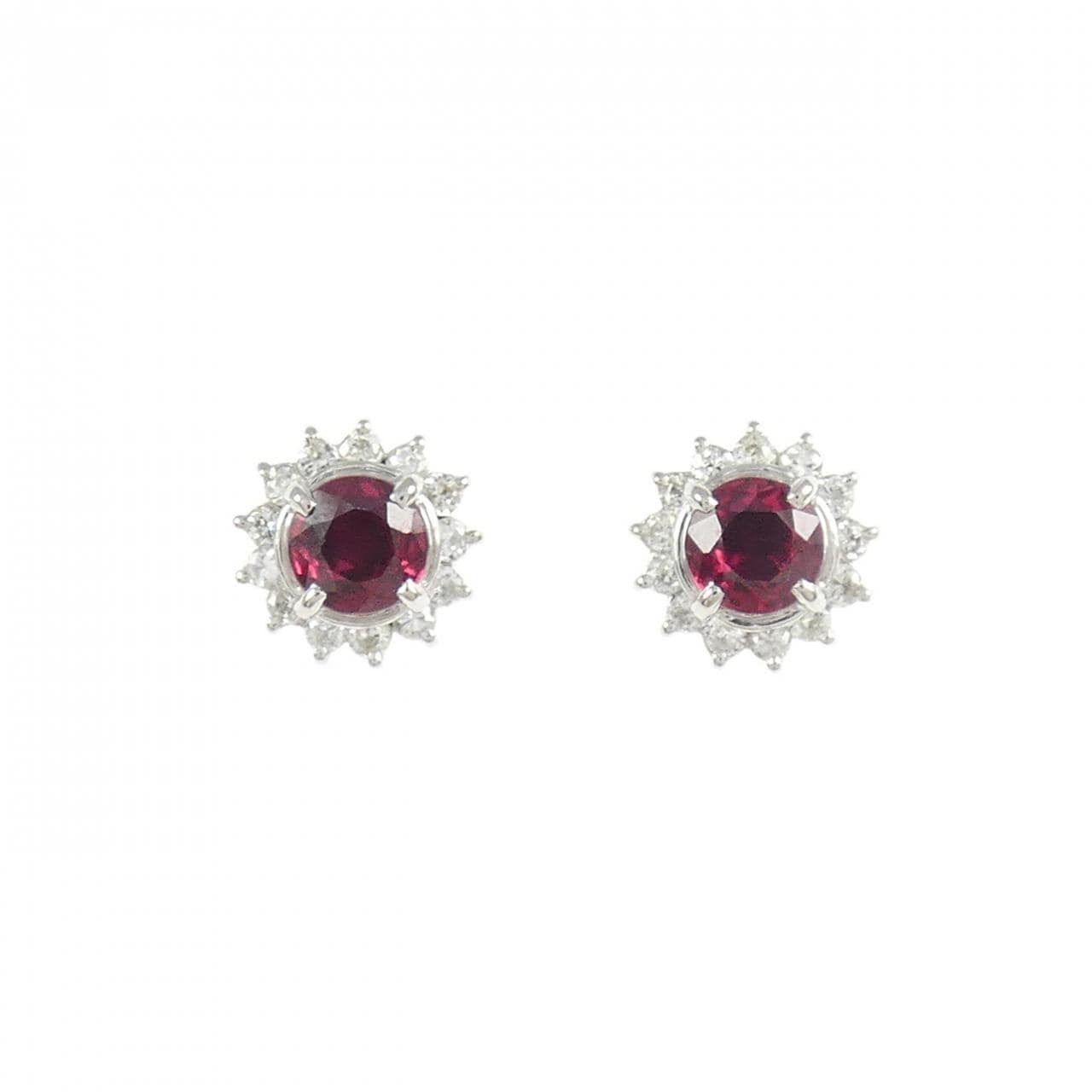 PT900 ルビー ピアス 0.65CT