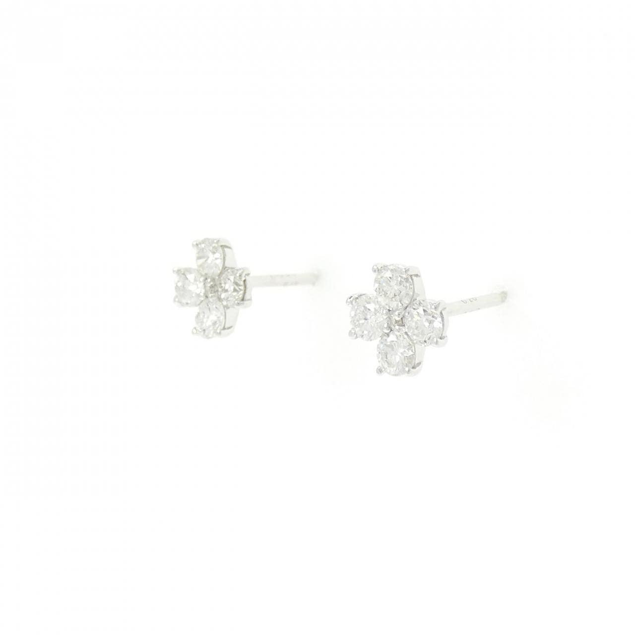K18WG フラワー ダイヤモンド ピアス 0.52CT
