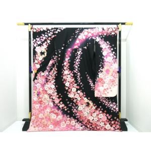 Furisode Yuzen gold color processing Bokashi dyeing with embroidery