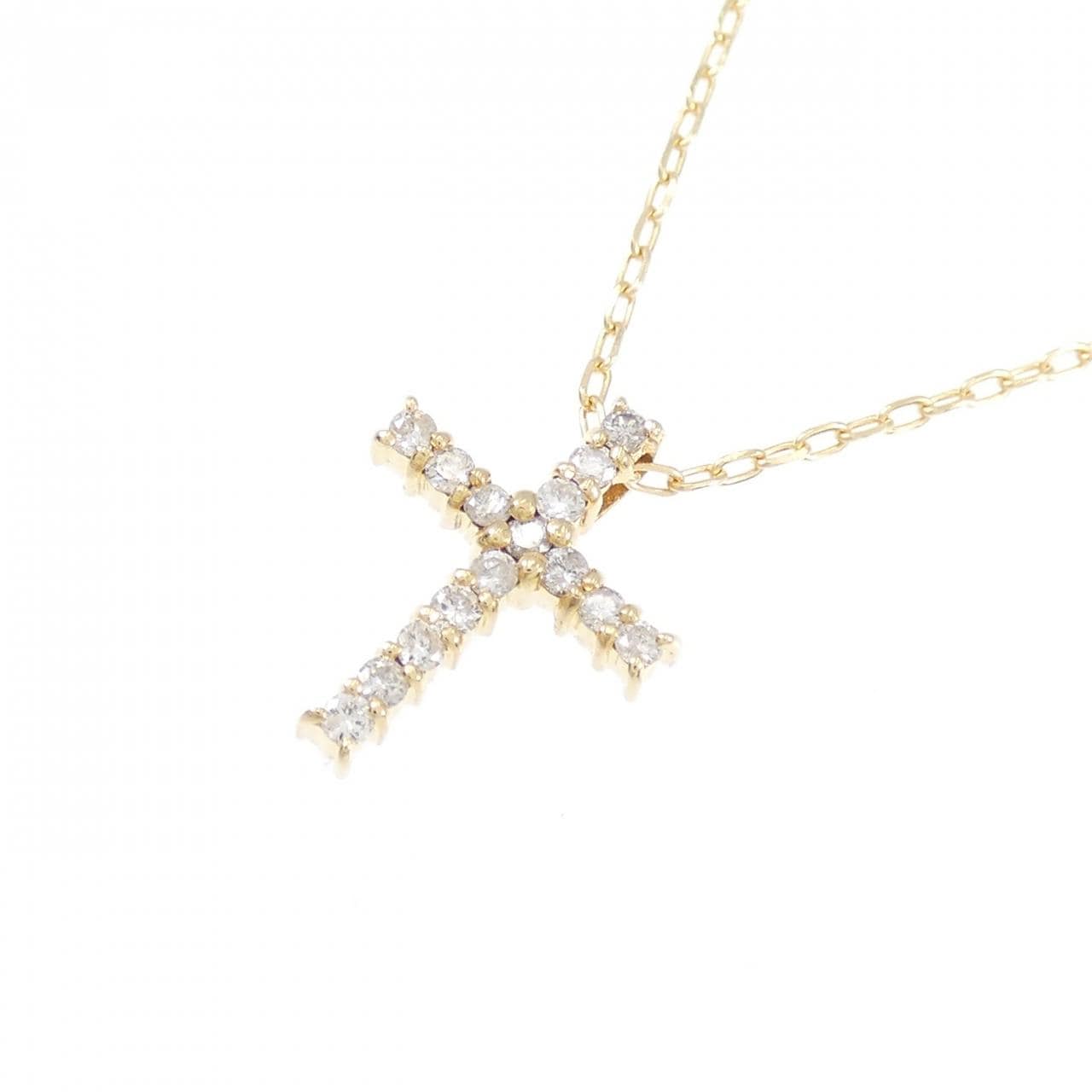 K18YG クロス ダイヤモンド ネックレス 0.15CT