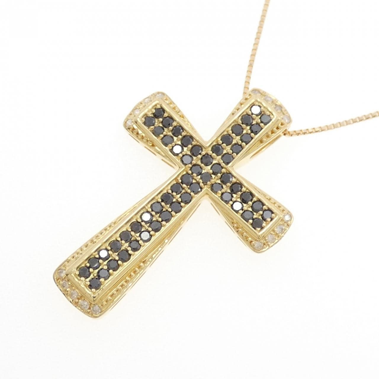 K18YG クロス ダイヤモンド ネックレス 1.04CT