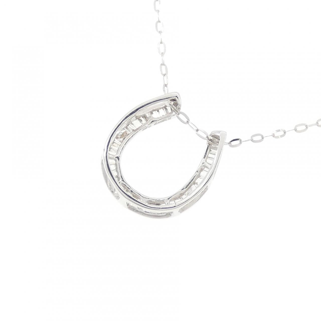 K18WG ホースシュー ダイヤモンド ネックレス 0.20CT