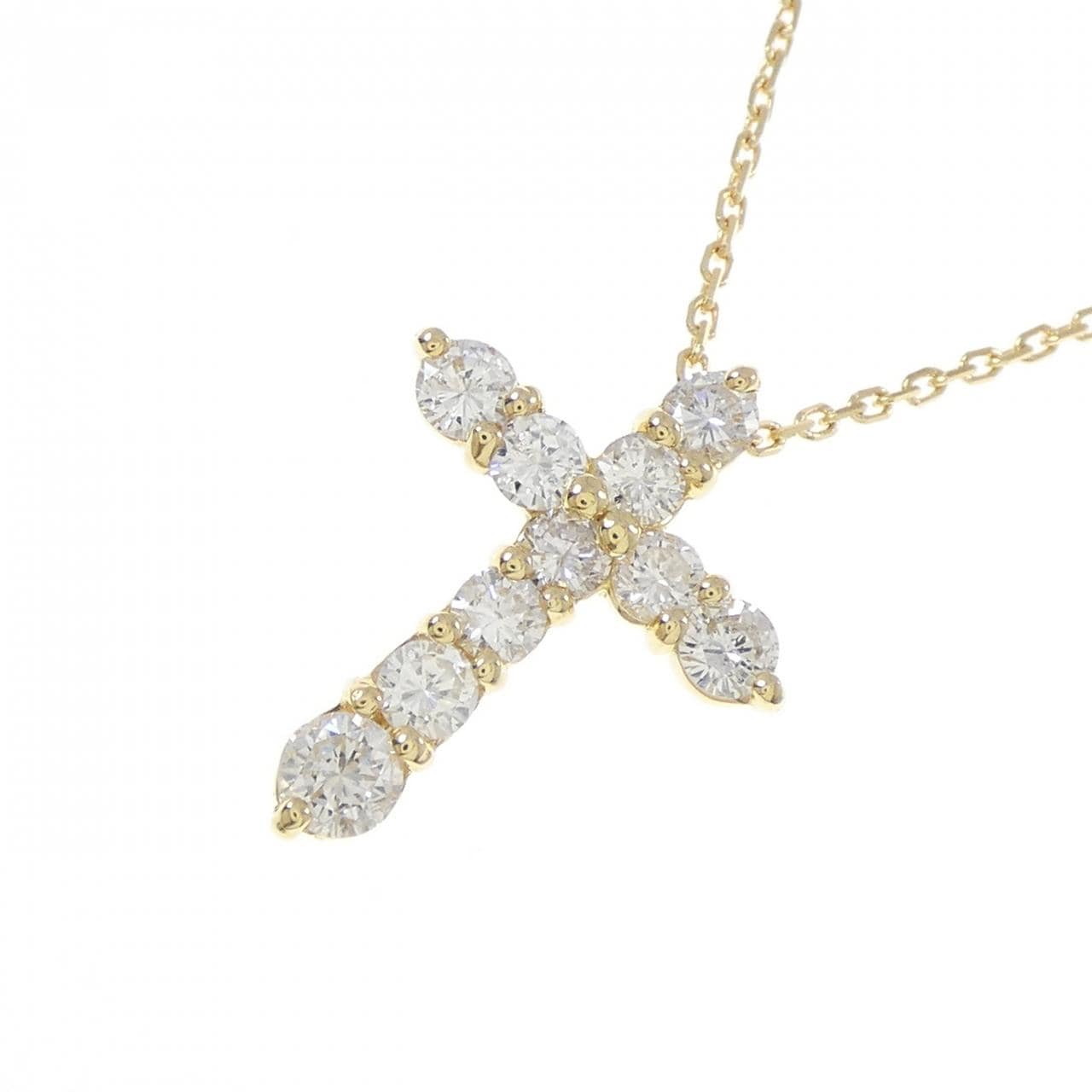 K18YG クロス ダイヤモンド ネックレス 1.02CT