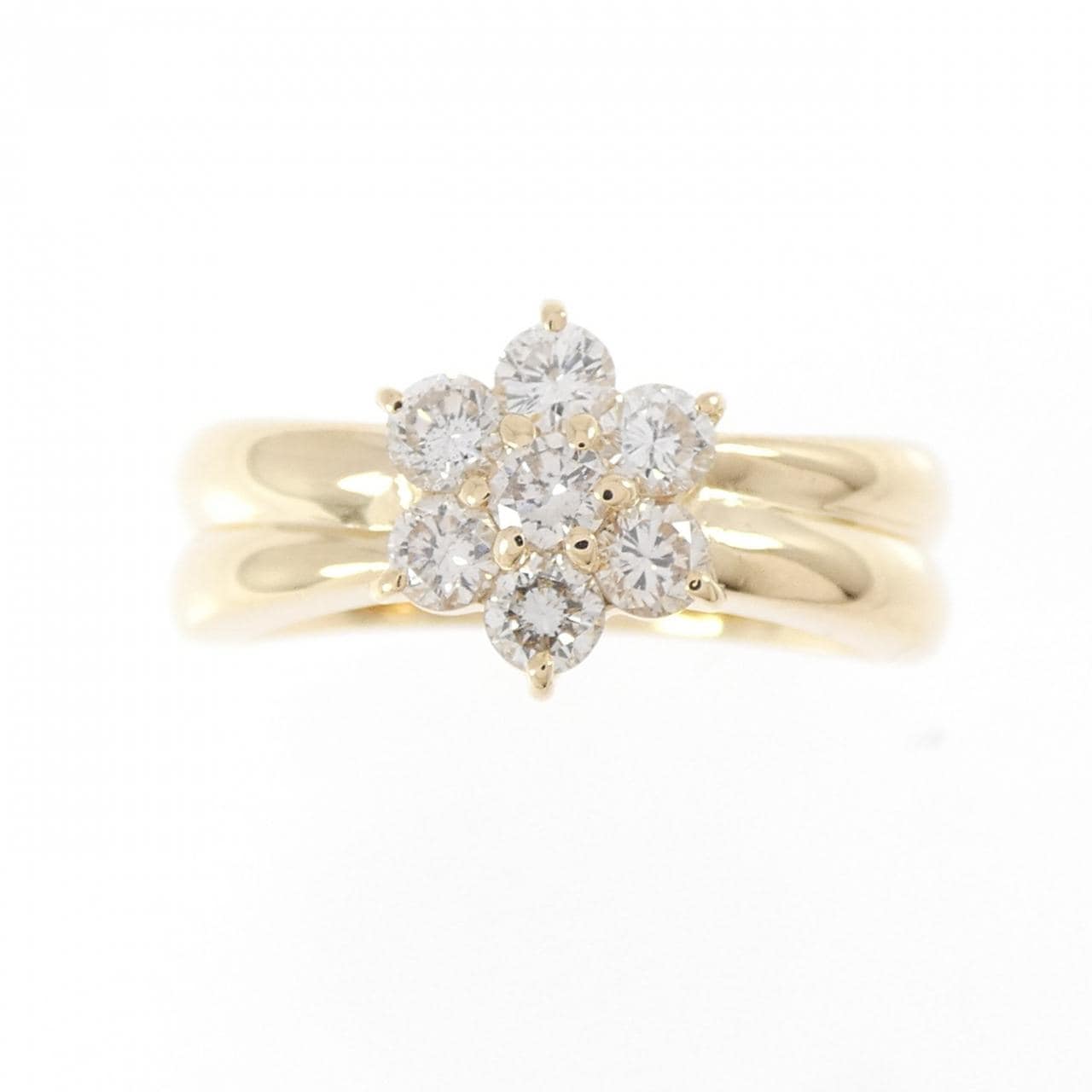 K18YG フラワー ダイヤモンド リング 0.50CT