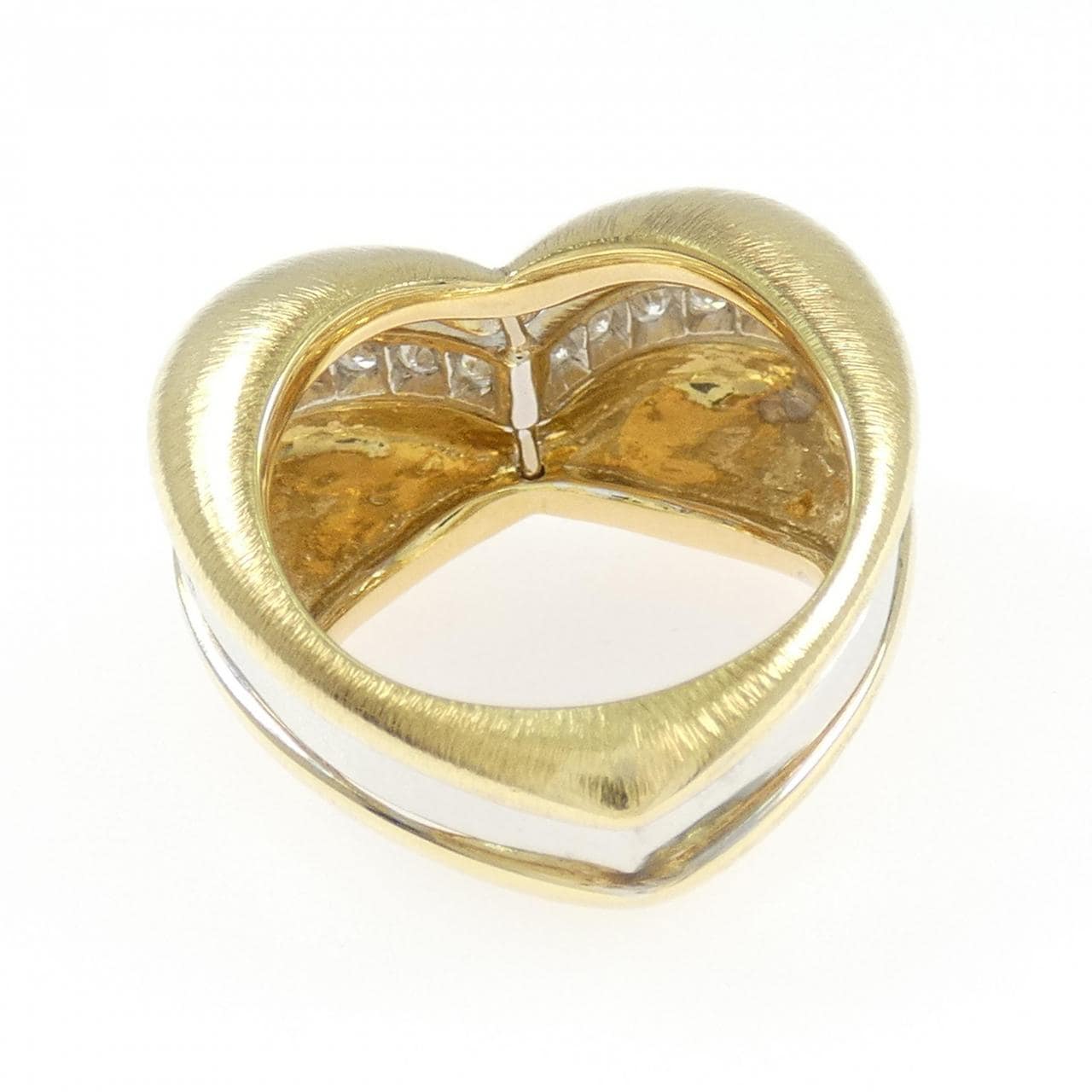 K18YG/K18WG 心形鑽石戒指，0.42克拉