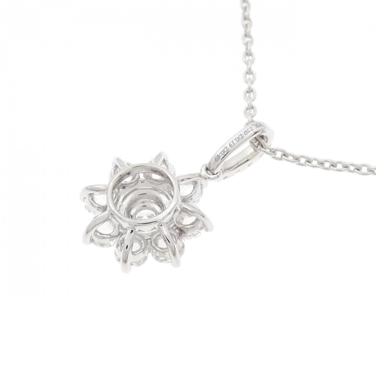 750WG/K18WG Flower Diamond Necklace 0.19CT