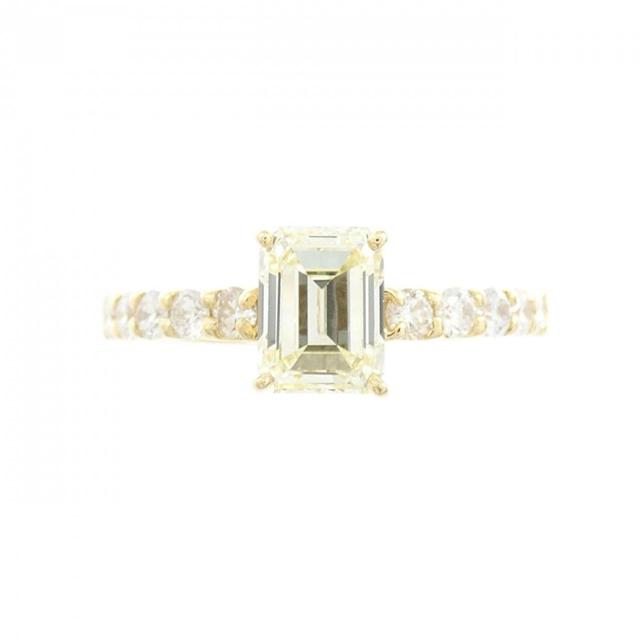 【リメイク】K18YG ダイヤモンド リング 1.101CT LY VVS2 エメラルドカット