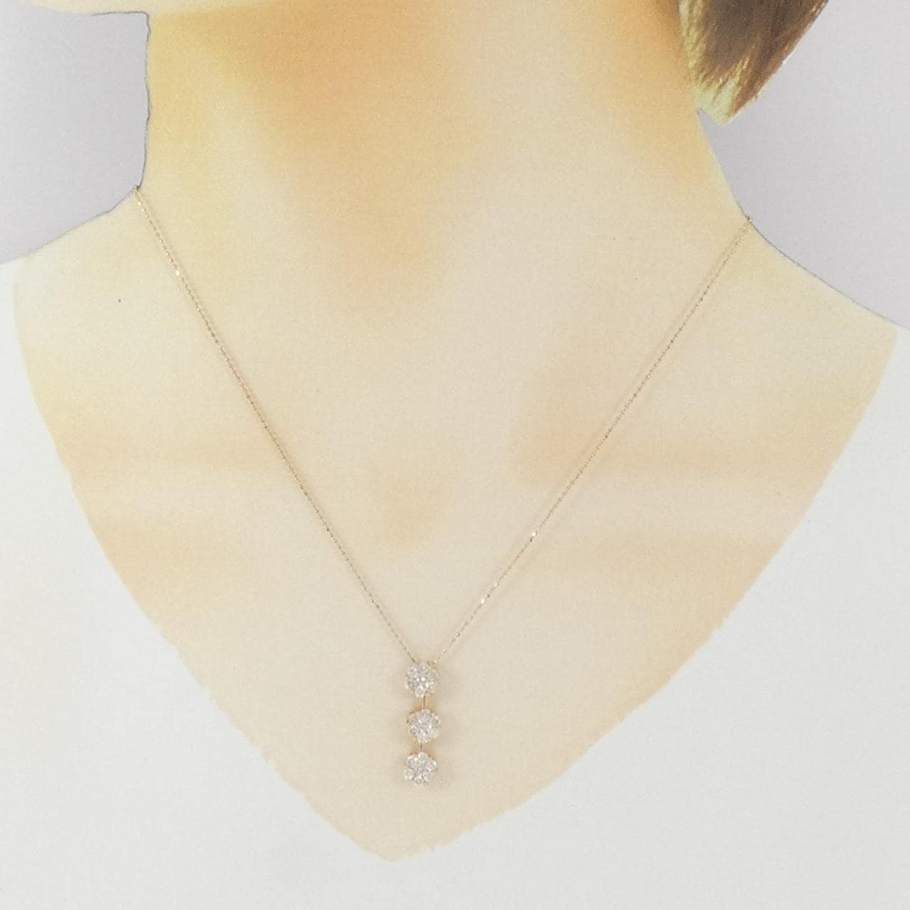 K18PG フラワー ダイヤモンド ネックレス 1.00CT