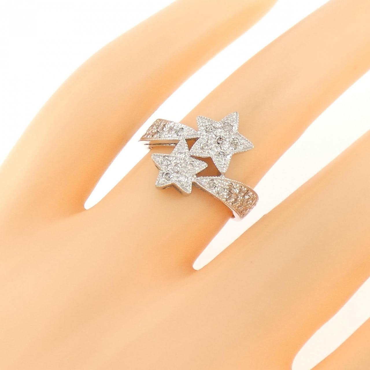 K18WG スター ダイヤモンド リング 0.50CT