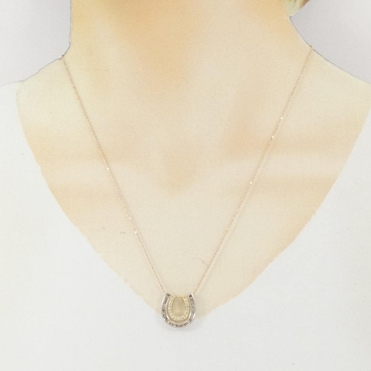 K18スリーカラー 2WAY ホースシュー ダイヤモンド ネックレス 0.22CT