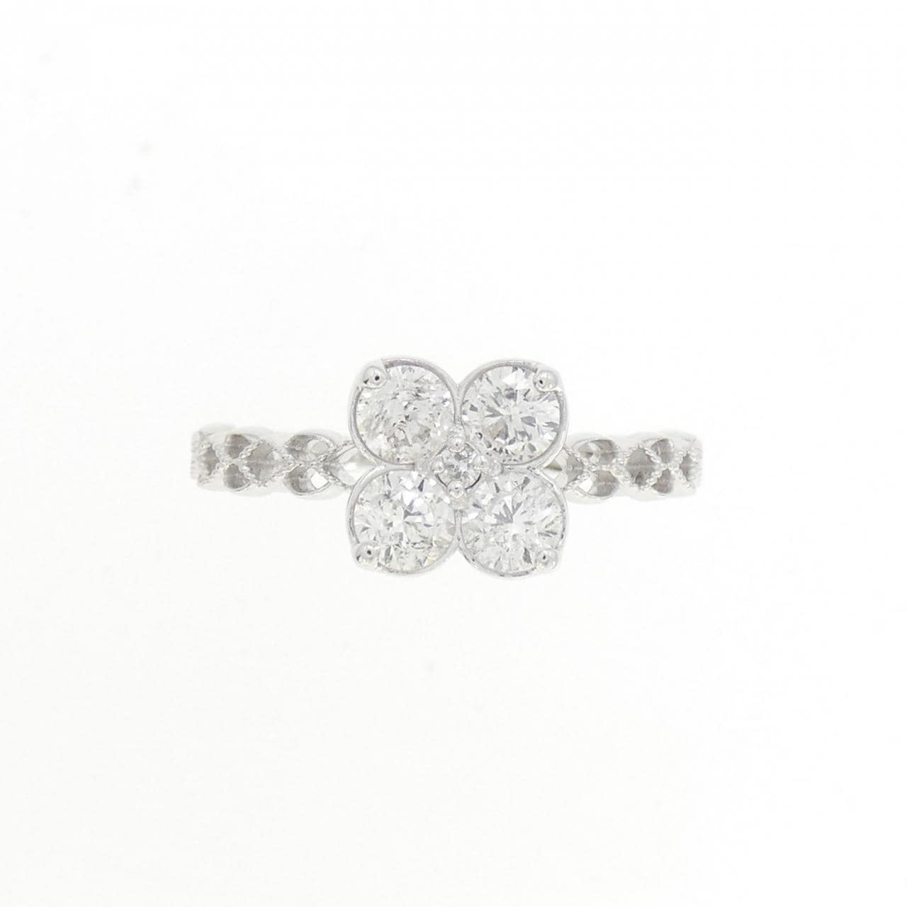 K18WG フラワー ダイヤモンド リング 0.50CT
