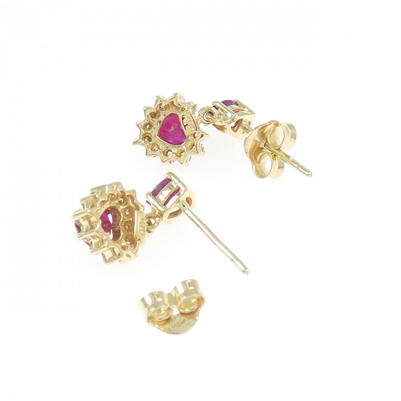 K18YG ルビー ピアス