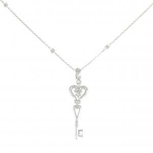 K18WG キー×ハート  ダイヤモンド ネックレス 0.01CT